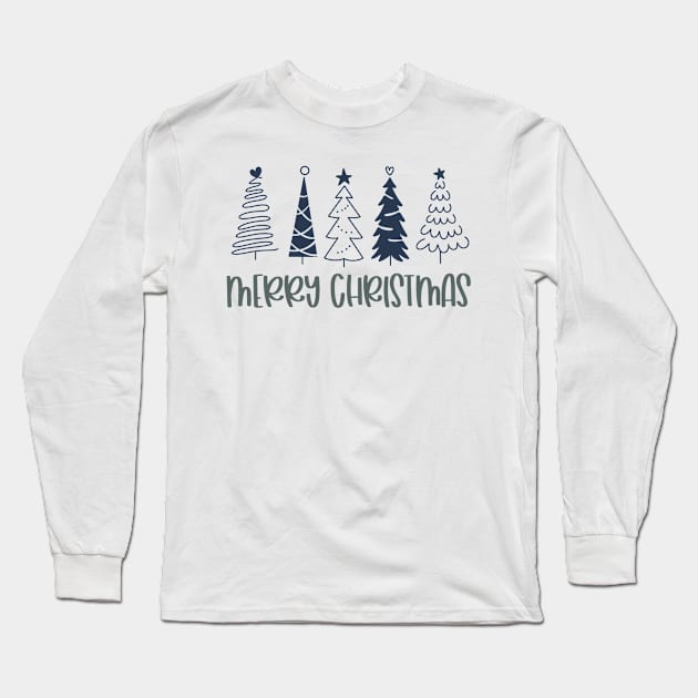 Merry Christmas trees Long Sleeve T-Shirt by trippyzipp